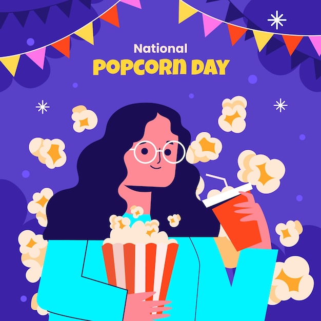 Flat illustration for national popcorn day