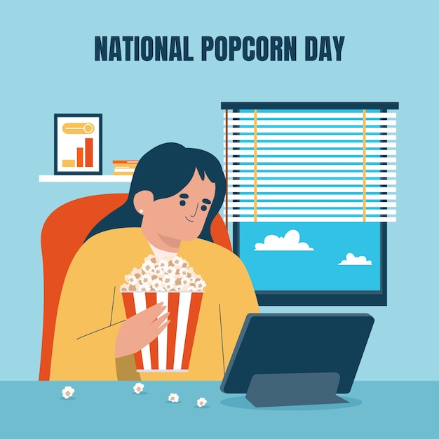 Free vector flat illustration for national popcorn day