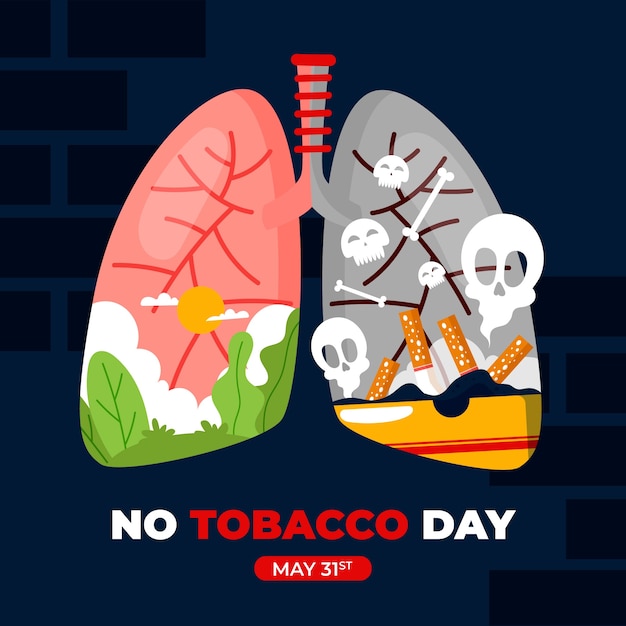 Free vector flat illustration for no tobacco day awareness