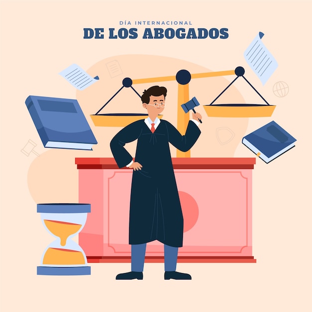 Бесплатное векторное изображение Плоская иллюстрация дня юриста на испанском языке