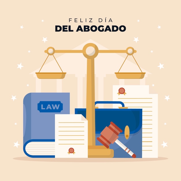 Бесплатное векторное изображение Плоская иллюстрация дня юриста на испанском языке