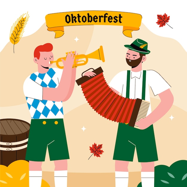 Vettore gratuito illustrazione piatta per la celebrazione del festival della birra oktoberfest