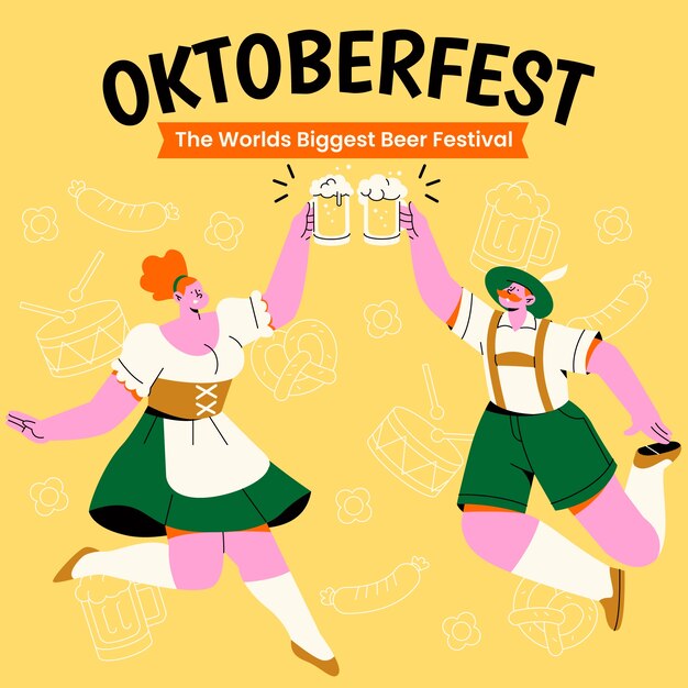 Flat illustration for oktoberfest beer festival celebration