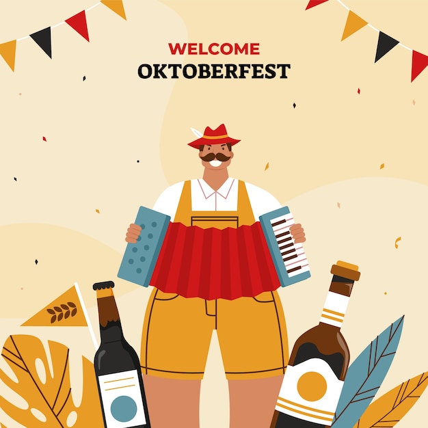Плоская иллюстрация для фестиваля октоберфест
