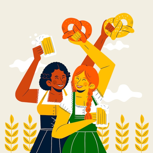 Free vector flat illustration for oktoberfest festival