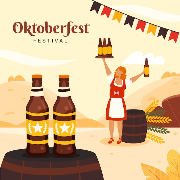 Illustrazione piatta per il festival dell'oktoberfest