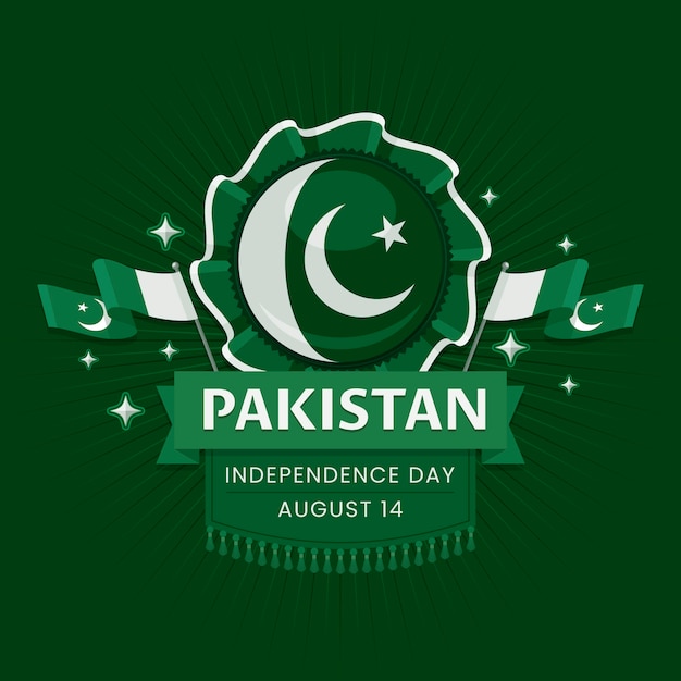 Free vector flat illustration for pakistan independence day celebration