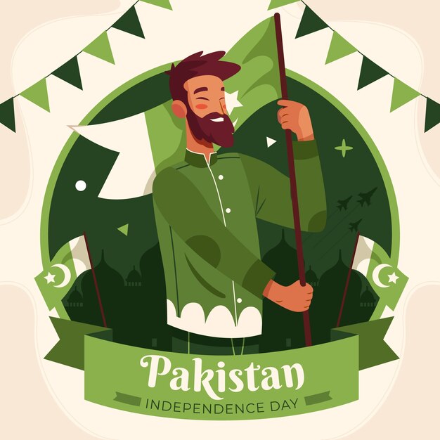 Flat illustration for pakistan independence day celebration