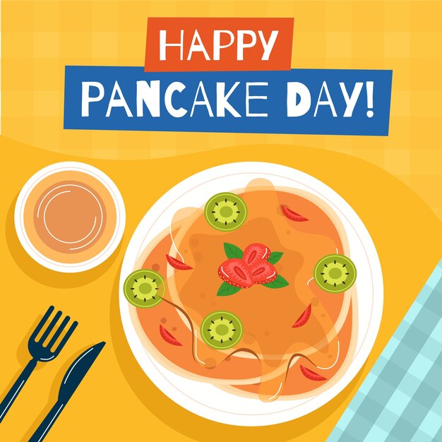 パンケーキの日のためのフラットイラスト