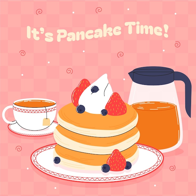 Vettore gratuito illustrazione piatta per il giorno dei pancake