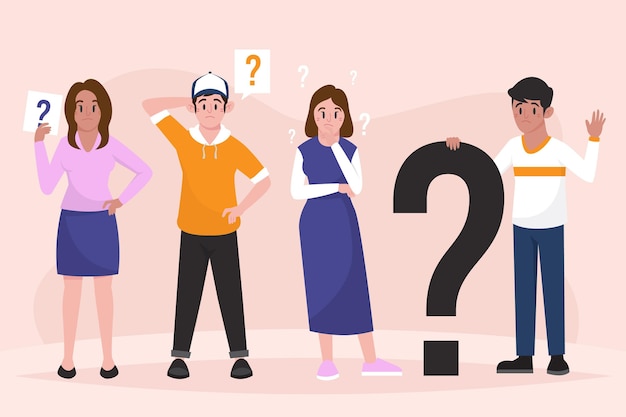 Flat illustration people asking questions