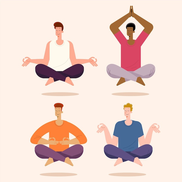 Flat illustration people meditating collection