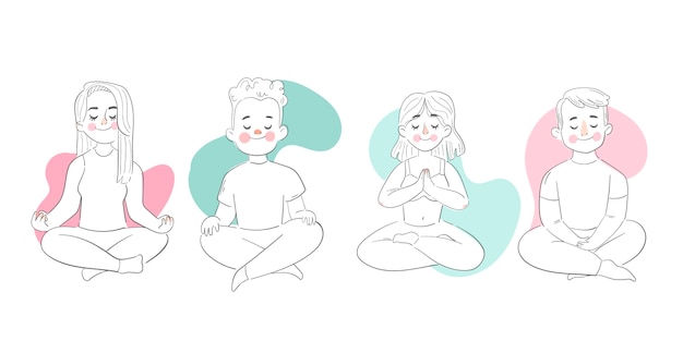 Flat illustration people meditating