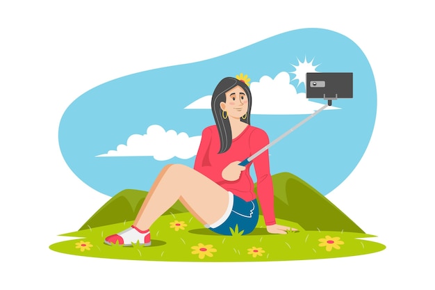 Free vector flat illustration of people taking photos with smartphone