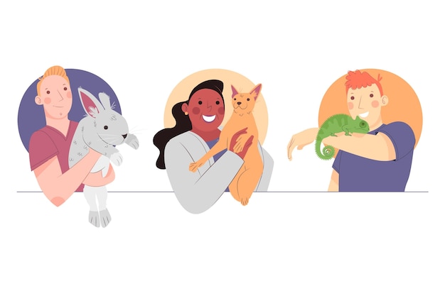 Flat illustration of people with pets