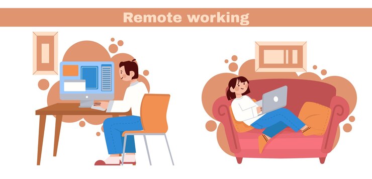 Free Vector flat illustration of people working remotely