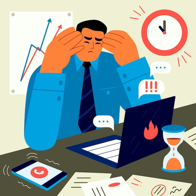 Free vector flat illustration of person being overwhelmed