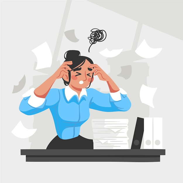 Flat illustration of person being overwhelmed