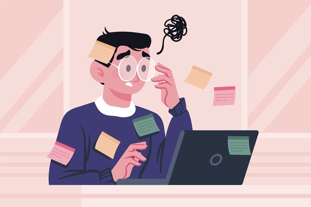 Flat illustration of person being overwhelmed