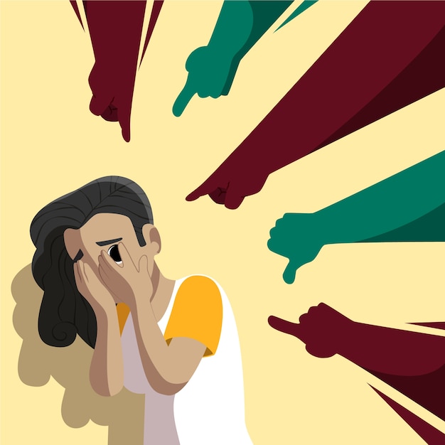 Flat illustration of person being shamed or blamed