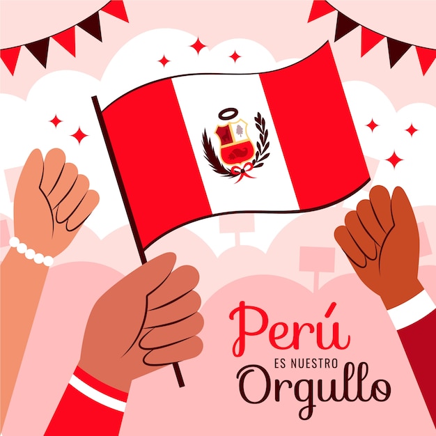 Free vector flat illustration for peruvian fiestas patrias celebrations