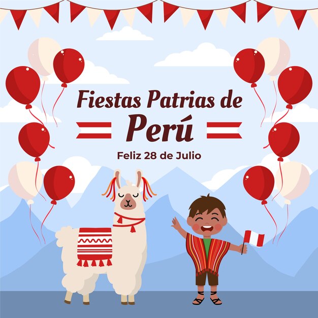 페루 fiestas patrias 행사에 대한 평면 그림