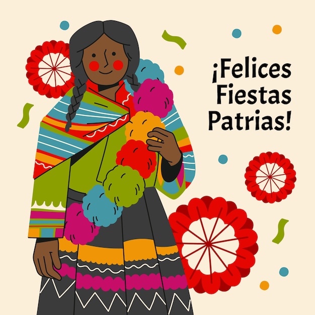 Плоская иллюстрация для празднования перуанских праздников patrias