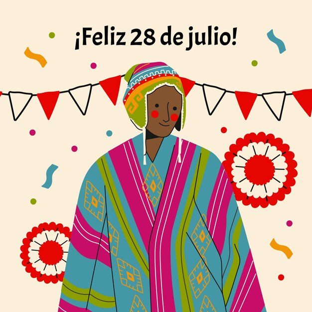 Flat illustration for peruvian fiestas patrias celebrations