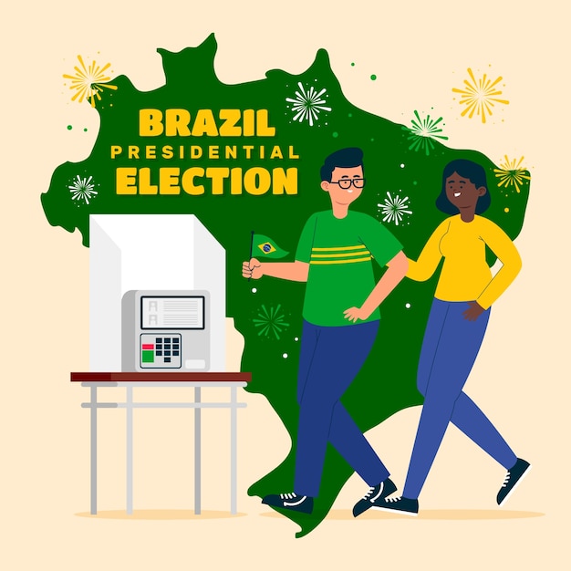 Vettore gratuito illustrazione piatta per le elezioni presidenziali in brasile