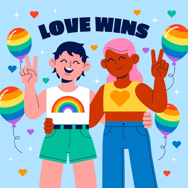 Free vector flat illustration for pride month celebration