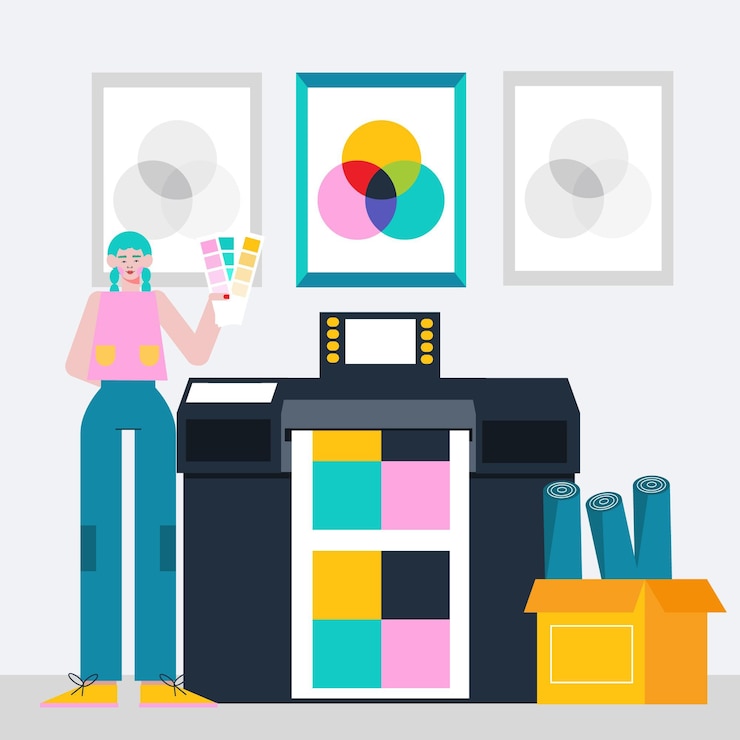 무료 Vector 평면 그림 인쇄 산업