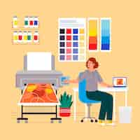 Free vector flat illustration printing industry