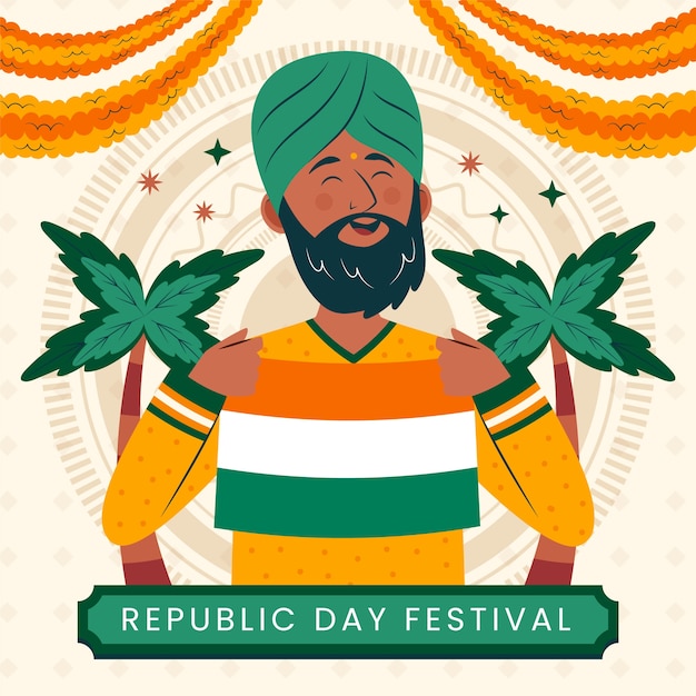 Free vector flat illustration for republic day celebration