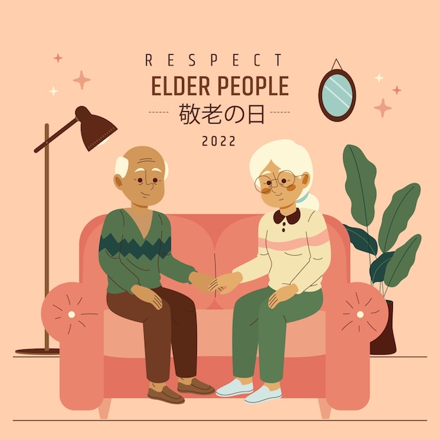 Free vector flat illustration for respect for the aged day celebration