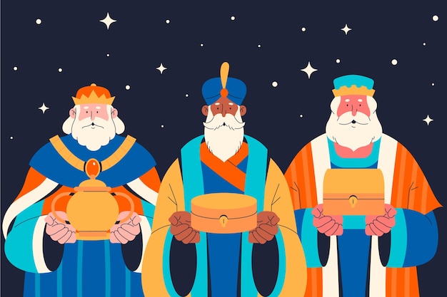 Illustrazione piatta per reyes magos