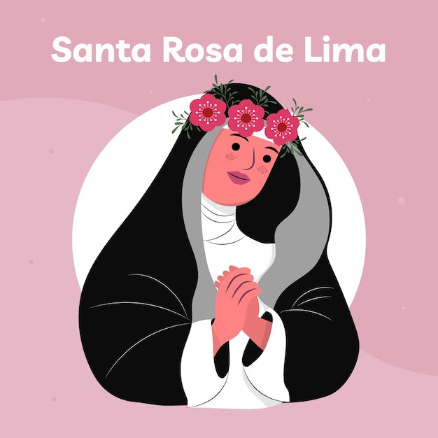 Illustrazione piatta per la celebrazione religiosa di santa rosa de lima