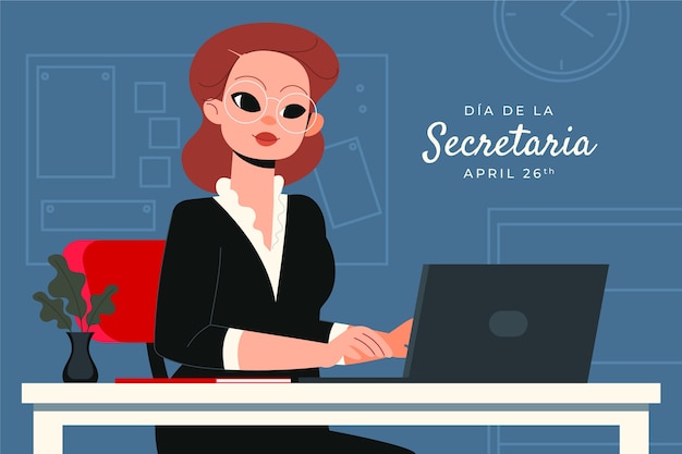 Flat illustration for secretary's day celebration