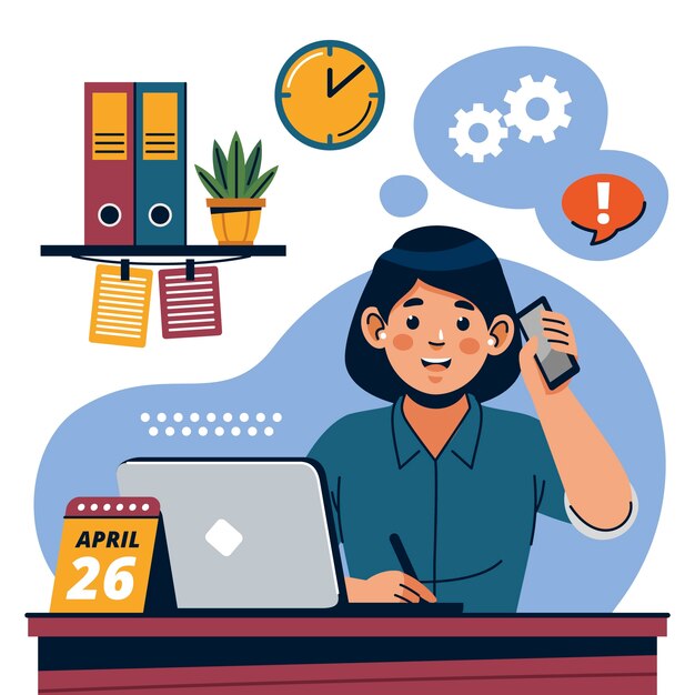 Flat illustration for secretary's day celebration