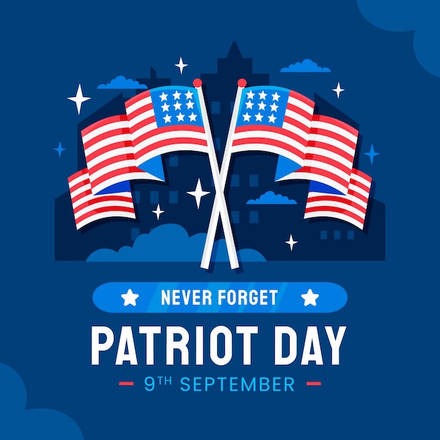 Free vector flat illustration for september 11 patriot day celebration