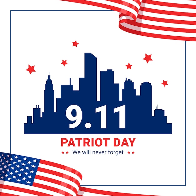 Flat illustration for september 11 patriot day celebration