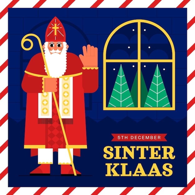 Illustrazione piatta per le vacanze di Sinterklaas