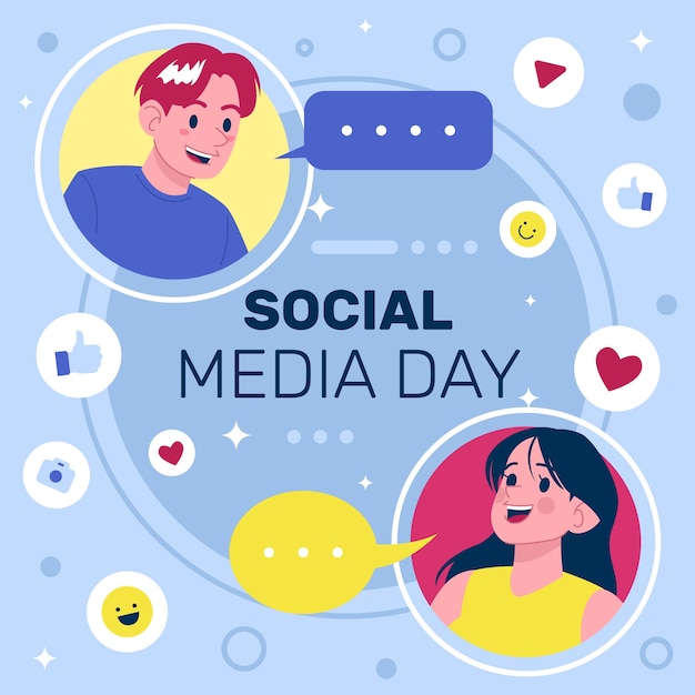 Flat illustration for social media day celebration
