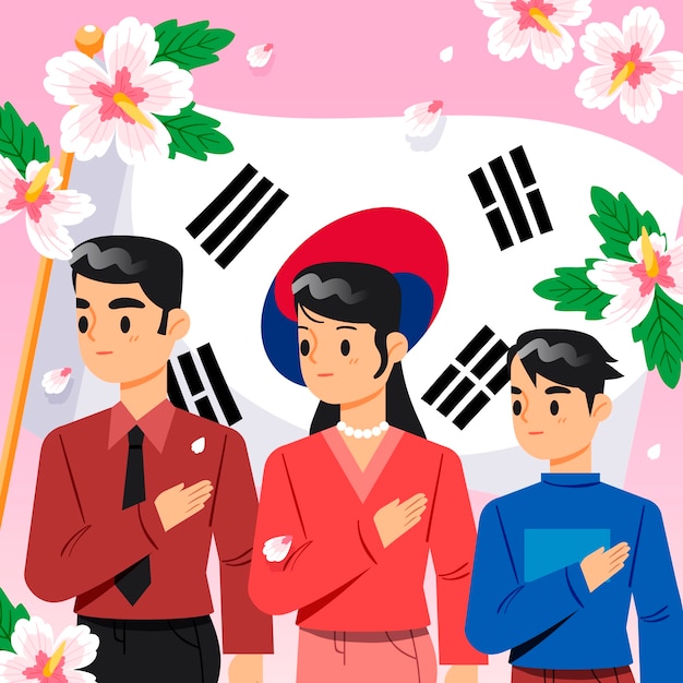 Vettore gratuito illustrazione piatta per la celebrazione del giorno della memoria della corea del sud
