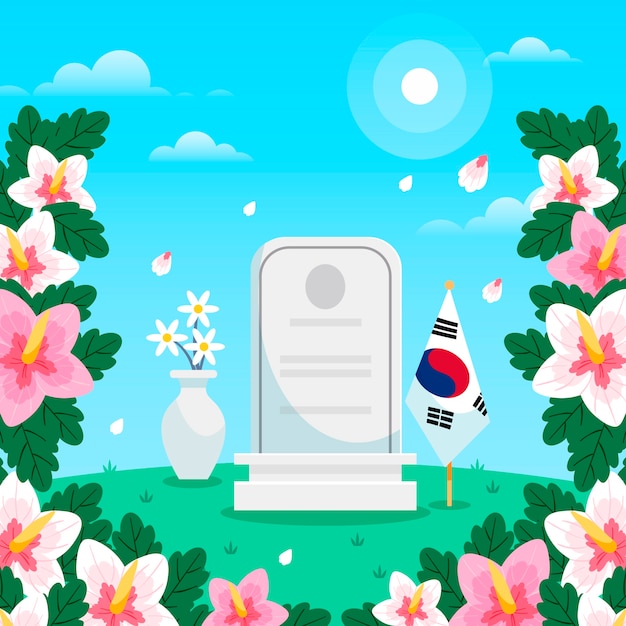 Free vector flat illustration for south korean memorial day celebration