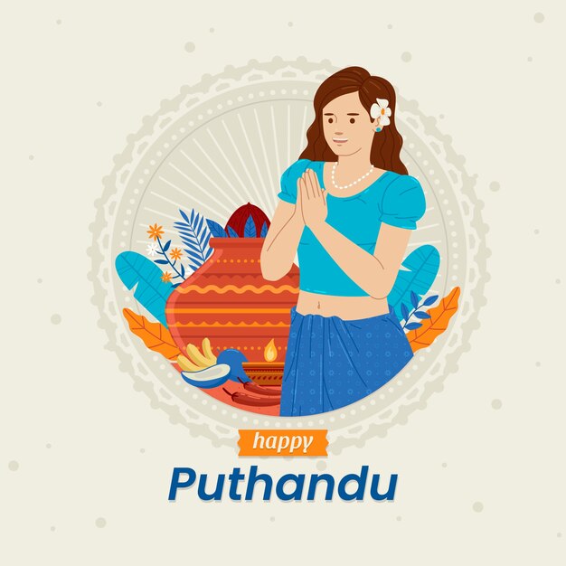 flat illustration for tamil new year celebration