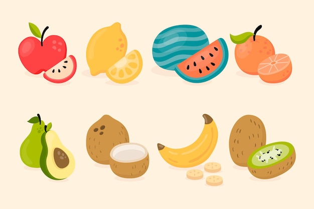 Free vector flat illustration tasty fruit collection