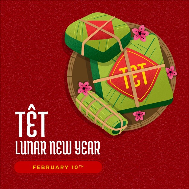 Flat illustration for tet new year celebration