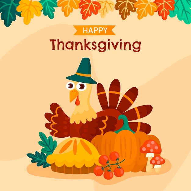 Flat illustration for thanksgiving celebration