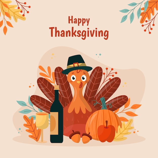 Free vector flat illustration for thanksgiving celebration