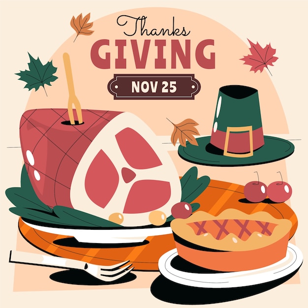 Flat illustration for thanksgiving celebration